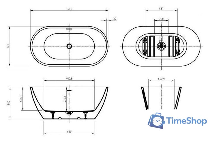 Ванна BelBagno Due BB701-1400-720-K - Изображение №4 — Интернет-магазин Time-Shop