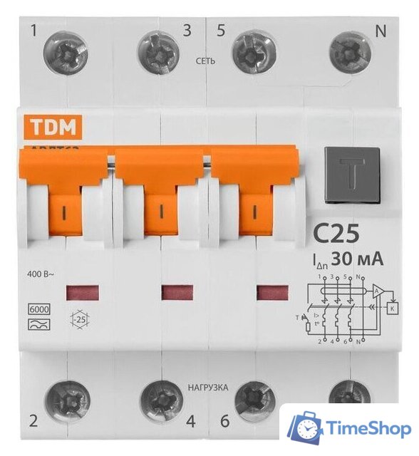 Дифференциальный автомат TDM Electric АВДТ-63/4P C25 30мА тип А SQ0202-0018 - Изображение №3 — Интернет-магазин Time-Shop