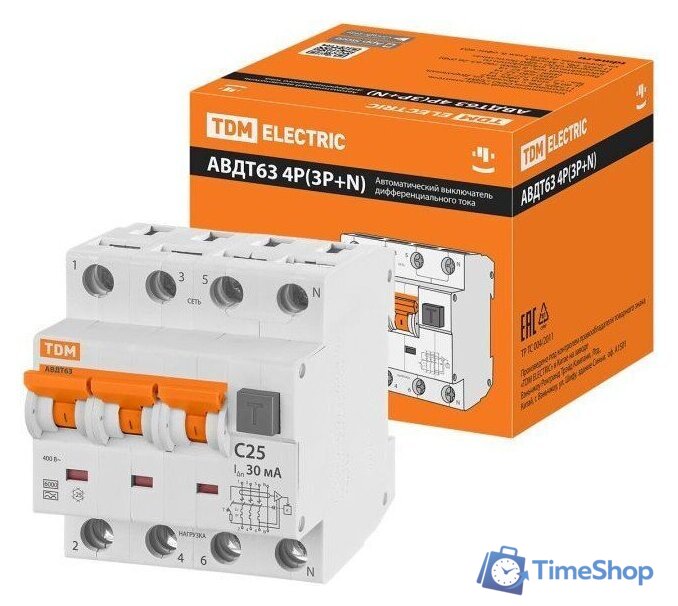 Дифференциальный автомат TDM Electric АВДТ-63/4P C25 30мА тип А SQ0202-0018 - Изображение №1 — Интернет-магазин Time-Shop
