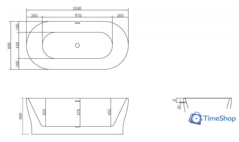 Ванна BelBagno BB405 150x80 - Изображение №4 — Интернет-магазин Time-Shop