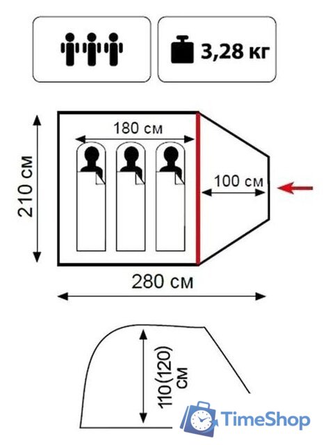 Треккинговая палатка Tramp Lite Fly 3 (зеленый) - Изображение №2 — Интернет-магазин Time-Shop