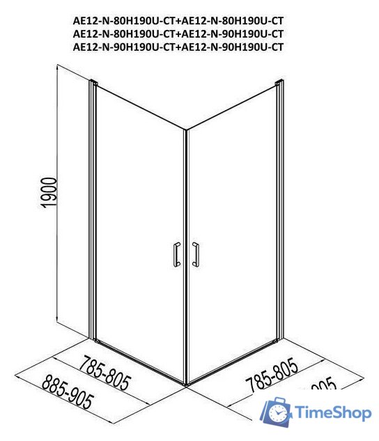 Душевой уголок Aquanet Cinetic 90x90 - Изображение №3 — Интернет-магазин Time-Shop