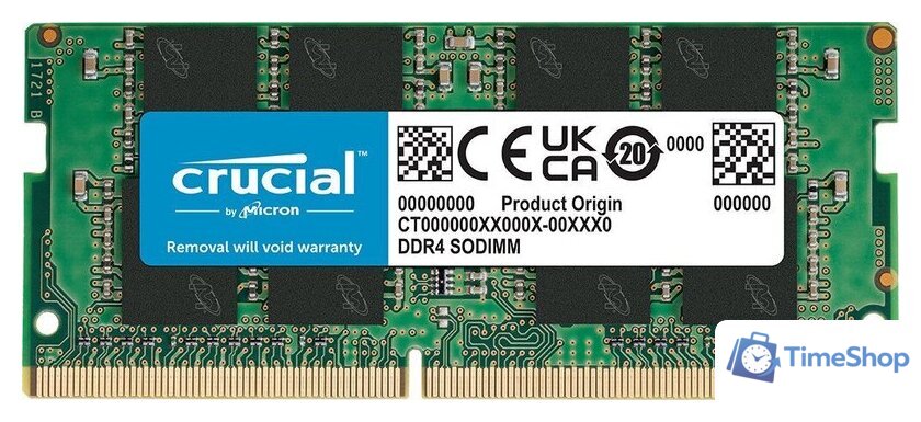Оперативная память Crucial 8ГБ DDR4 SODIMM 3200 МГц CT8G4SFRA32AT - Изображение №1 — Интернет-магазин Time-Shop