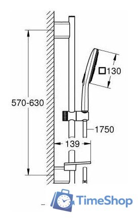 Душевой гарнитур  Grohe Rainshower SmartActive Cube 130 26584LS0 - Изображение №2 — Интернет-магазин Time-Shop