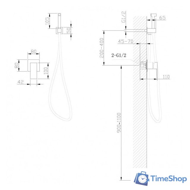 Гигиенический душ Abber Daheim AF8225G (золото матовое) - Изображение №4 — Интернет-магазин Time-Shop