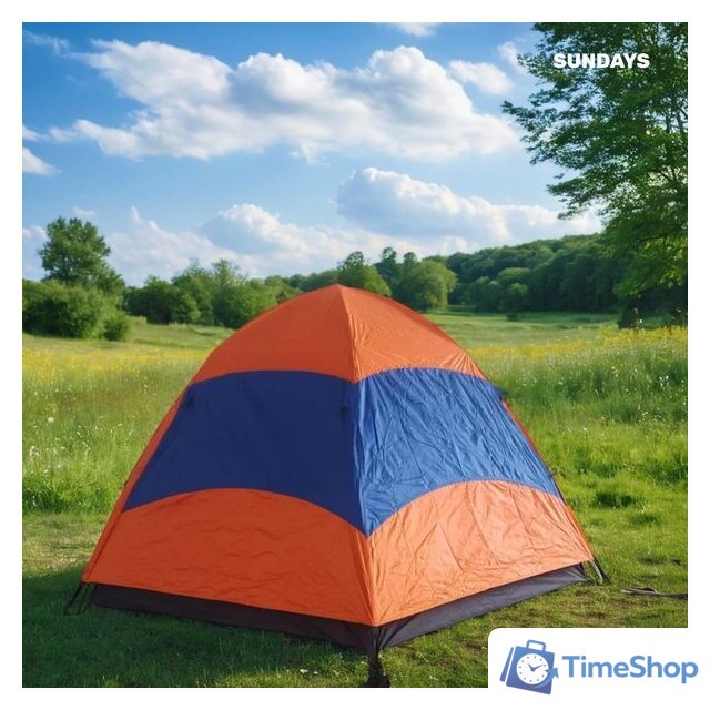 Кемпинговая палатка Sundays ZC-TT103-4 (синий/оранжевый) - Изображение №5 — Интернет-магазин Time-Shop