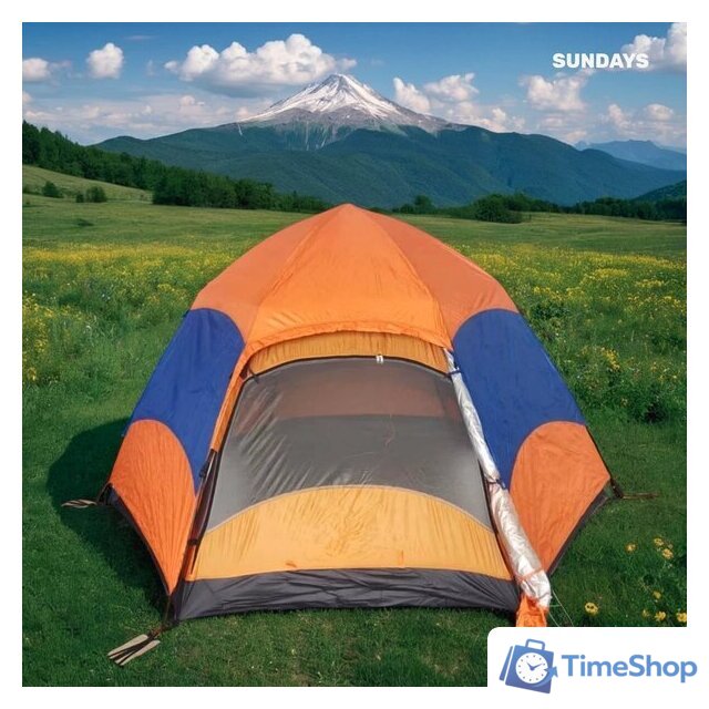 Кемпинговая палатка Sundays ZC-TT103-4 (синий/оранжевый) - Изображение №7 — Интернет-магазин Time-Shop