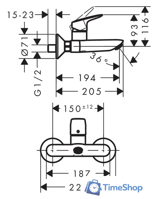 Смеситель Hansgrohe Logis 71225000 - Изображение №2 — Интернет-магазин Time-Shop