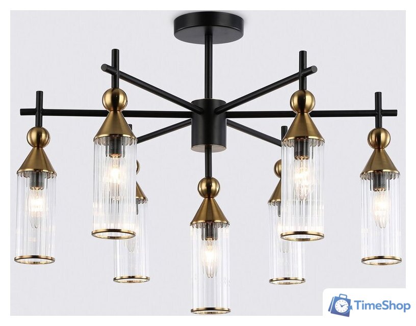 Подвесная люстра Ambrella light LH55257/7 BK/BS/CL (черный/латунь/прозрачный) - Изображение №1 — Интернет-магазин Time-Shop