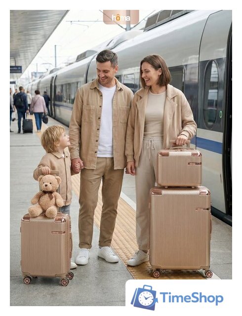 Комплект чемоданов Homa 4CHMD-CH (3шт, золотой) - Изображение №19 — Интернет-магазин Time-Shop