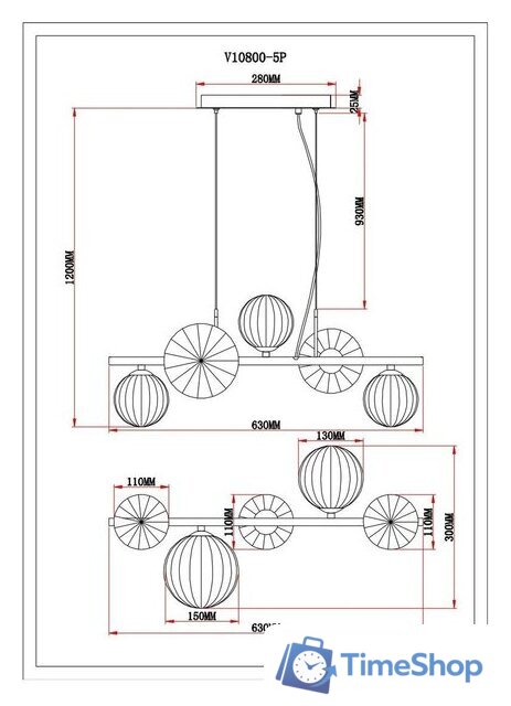 Подвесная люстра Moderli Molly V10800-5P - Изображение №3 — Интернет-магазин Time-Shop