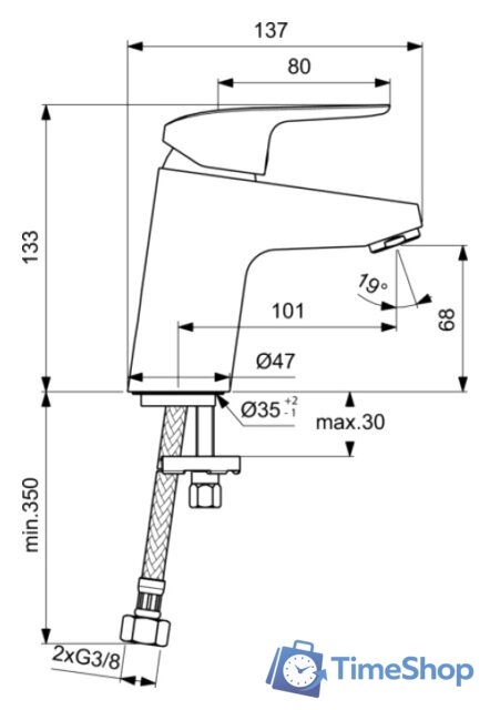 Смеситель Ideal Standard Ceraflex B1710AA - Изображение №2 — Интернет-магазин Time-Shop