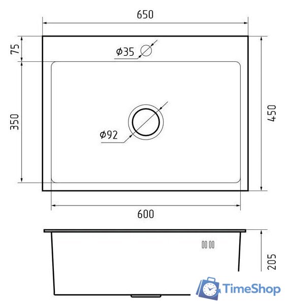 Кухонная мойка GranFest Metal нержавеющая сталь AISI 304 PVD GF-6545 Графит (с сифоном) - Изображение №4 — Интернет-магазин Time-Shop