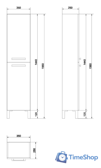  Cersanit Шкаф-пенал Melar [P-SL-MEL] - Изображение №2 — Интернет-магазин Time-Shop