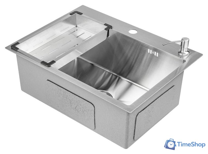 Кухонная мойка Saniteco 6045 + Spike F9S07000 (хром, с сифоном, дозатором и коландером) - Изображение №6 — Интернет-магазин Time-Shop