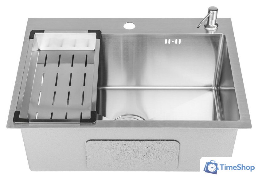 Кухонная мойка Saniteco 6045 + Spike F9S07000 (хром, с сифоном, дозатором и коландером) - Изображение №2 — Интернет-магазин Time-Shop