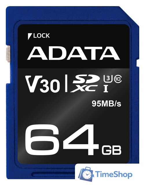 Карта памяти ADATA Premier Pro ASDX64GUI3V30S-R SDXC 64GB - Изображение №1 — Интернет-магазин Time-Shop