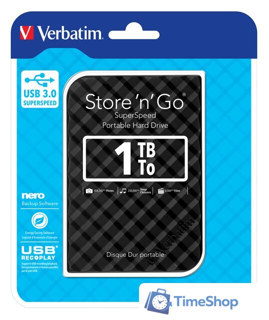 Внешний накопитель Verbatim Store 'n' Go USB 3.0 1TB Черный [53194] - Изображение №4 — Интернет-магазин Time-Shop