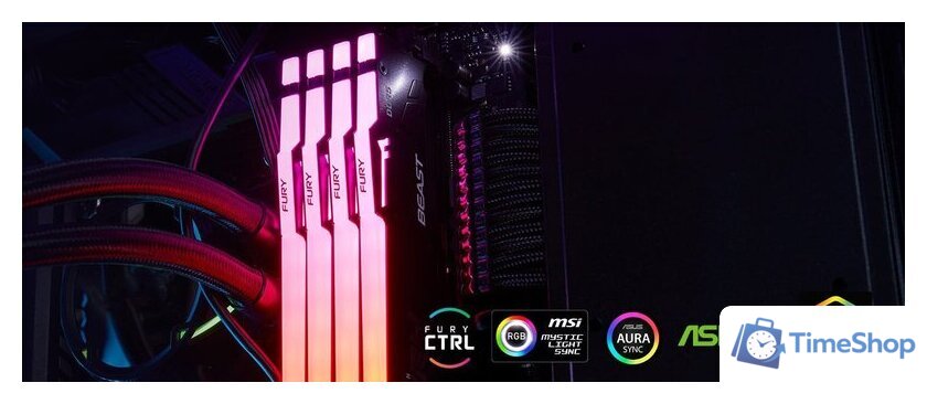 Оперативная память Kingston FURY Beast RGB 32ГБ DDR5 5200 МГц KF552C40BB2A-32 - Изображение №4 — Интернет-магазин Time-Shop