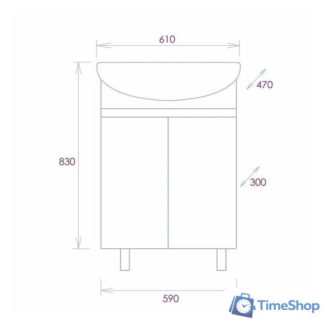  Onika Тумба под умывальник Милтон 60 106146 - Изображение №6 — Интернет-магазин Time-Shop