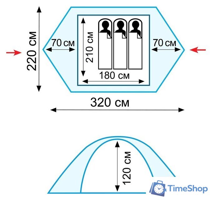 Треккинговая палатка TRAMP Scout 3 v2 - Изображение №3 — Интернет-магазин Time-Shop