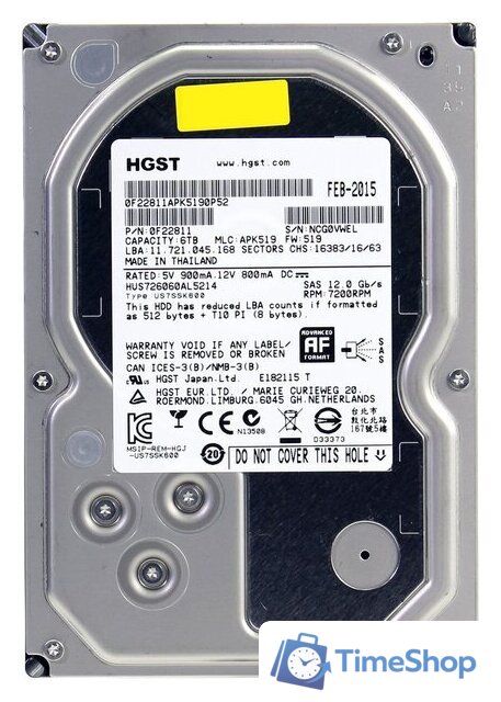 Жесткий диск HGST Ultrastar 7K6000 6TB [HUS726060AL5214] - Изображение №1 — Интернет-магазин Time-Shop