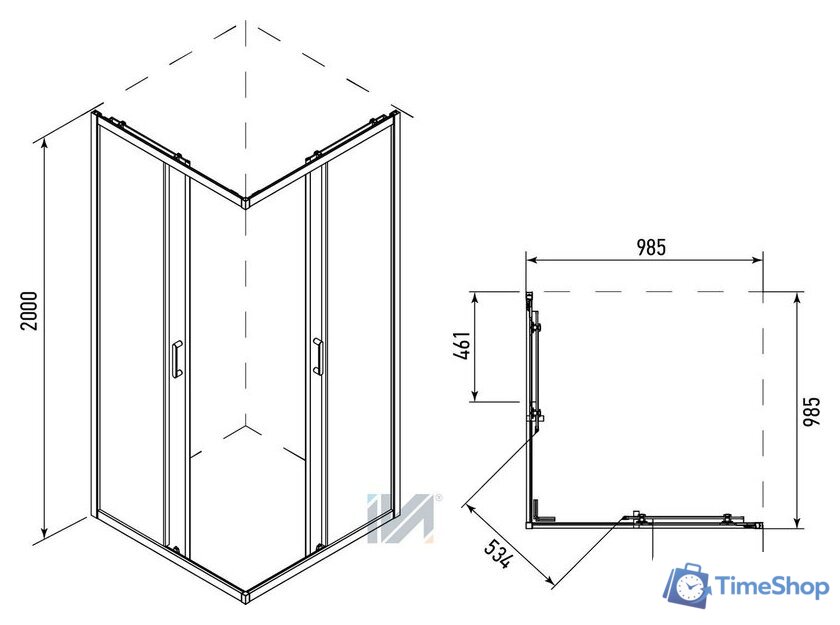 Душевой уголок IVA E4SB100T - Изображение №3 — Интернет-магазин Time-Shop
