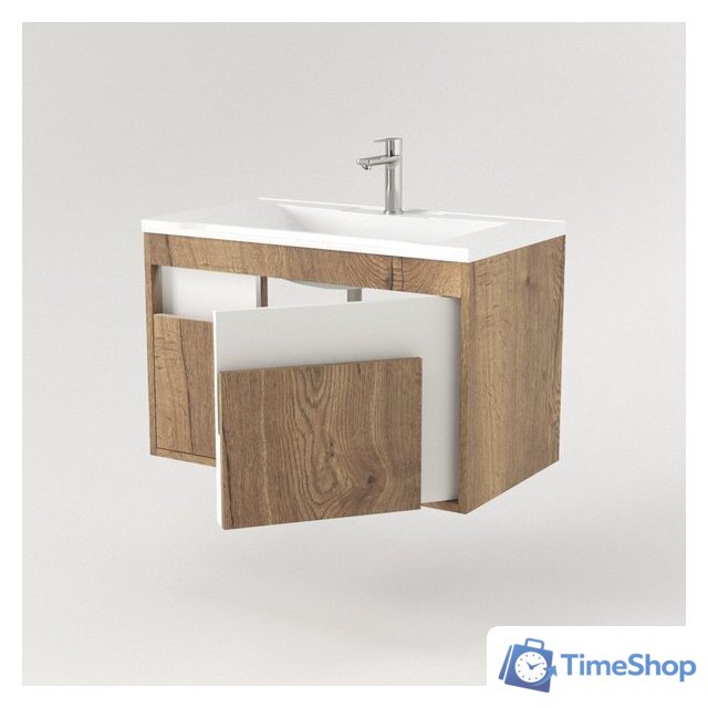  Дабер Тумба под умывальник 016 WeltWasser Deilbach 7517-80 Т16.8W.0.21_light (с подсветкой, дуб галифакс/белый) - Изображение №3 — Интернет-магазин Time-Shop