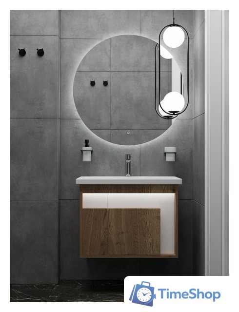  Дабер Тумба под умывальник 016 WeltWasser Deilbach 7517-80 Т16.8W.0.21_light (с подсветкой, дуб галифакс/белый) - Изображение №4 — Интернет-магазин Time-Shop