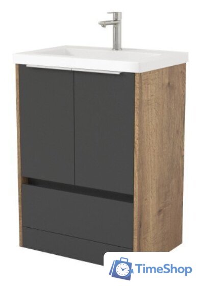  Дабер Тумба под умывальник 017 Тобага/Эридан/Артвин 60 Т17.6Т.0.22Б (дуб галифакс/серый/ручка белая) - Изображение №1 — Интернет-магазин Time-Shop