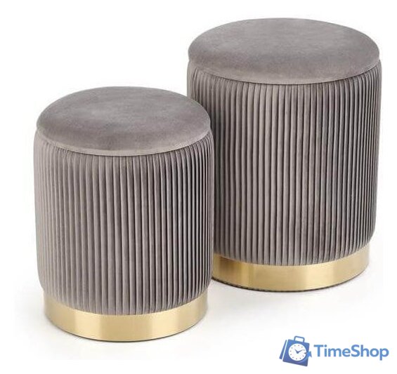 Пуфик Halmar Комплект MONTY 2 шт серый/золотой - Изображение №1 — Интернет-магазин Time-Shop
