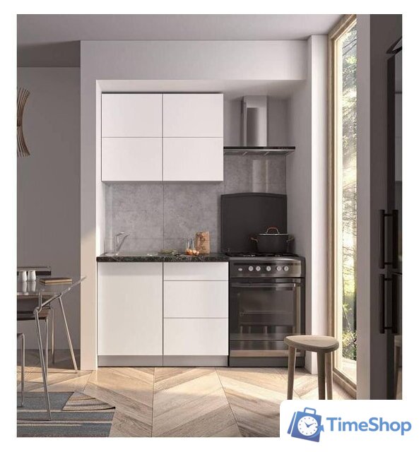 Готовая кухня Интерлиния Мила Матте 1.0 А (белый/белый/кастилло темный) - Изображение №3 — Интернет-магазин Time-Shop