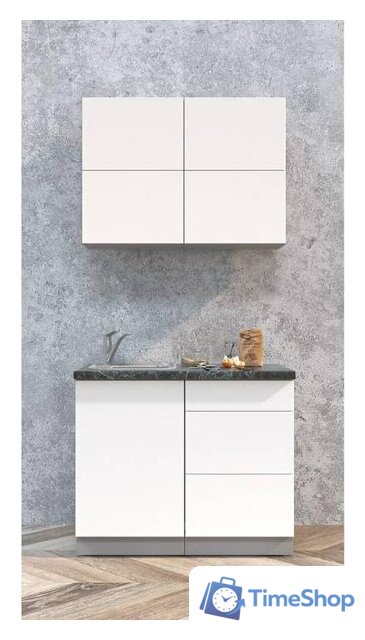 Готовая кухня Интерлиния Мила Матте 1.0 А (белый/белый/кастилло темный) - Изображение №1 — Интернет-магазин Time-Shop