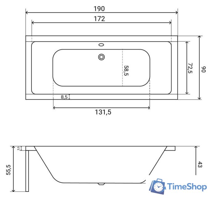Ванна Lauter Oasis 190х90 21203090 (с ножками) - Изображение №32 — Интернет-магазин Time-Shop