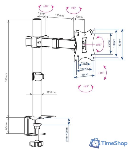 Кронштейн для монитора Arm Media LCD-T02 - Изображение №2 — Интернет-магазин Time-Shop