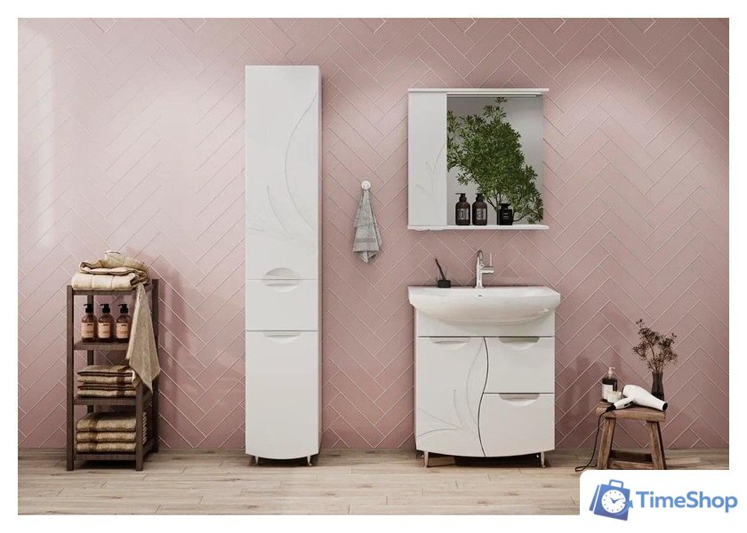  Volna Шкаф с зеркалом Adel 70 L (белый) - Изображение №17 — Интернет-магазин Time-Shop