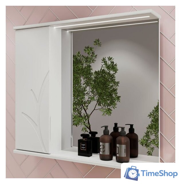  Volna Шкаф с зеркалом Adel 70 L (белый) - Изображение №7 — Интернет-магазин Time-Shop