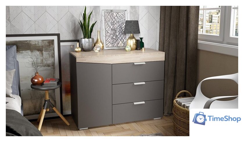 Комод Трия Тип 1 (дуб сонома/графит серый) - Изображение №1 — Интернет-магазин Time-Shop