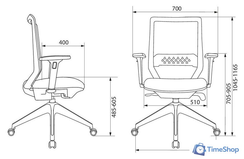 Офисное кресло Бюрократ MC-W611NL (серый TW-04/ткань 38-417/пластик белый) - Изображение №10 — Интернет-магазин Time-Shop
