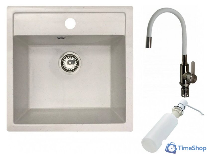 Кухонная мойка БелЭворс Rio + смеситель W74004-3 + дозатор L405H (белый) - Изображение №1 — Интернет-магазин Time-Shop