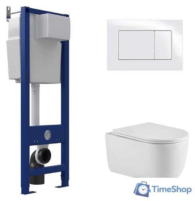 Унитаз подвесной Berges Wasserhaus Tornas Rimless + Atom 410 АТ-043331 (с кнопкой Atom белый) - Изображение №1 — Интернет-магазин Time-Shop