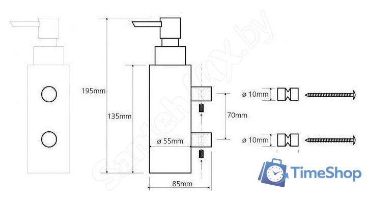 Дозатор для жидкого мыла Bemeta Solo 139309312 - Изображение №2 — Интернет-магазин Time-Shop
