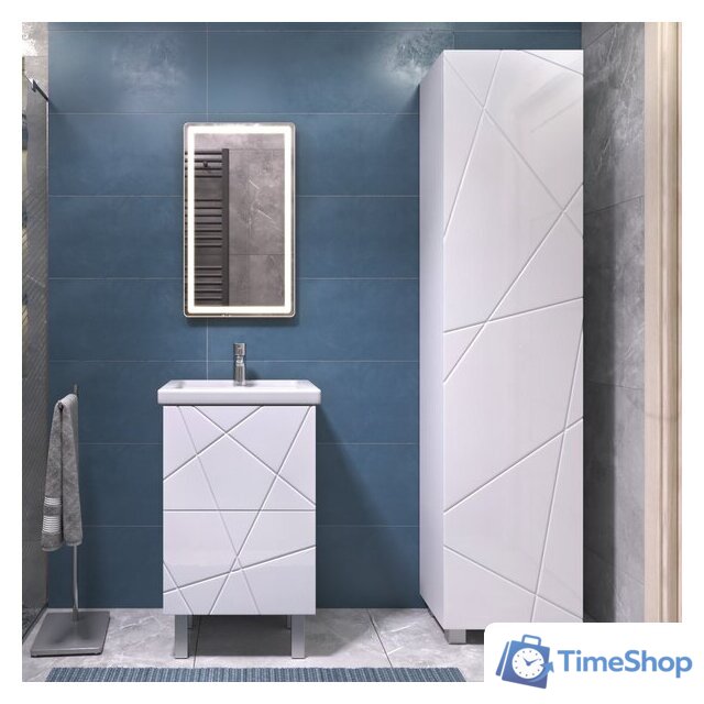  Vigo Шкаф-пенал Geometry 450 (белый) - Изображение №3 — Интернет-магазин Time-Shop