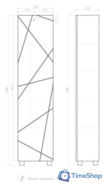  Vigo Шкаф-пенал Geometry 450 (белый) - Изображение №5 — Интернет-магазин Time-Shop