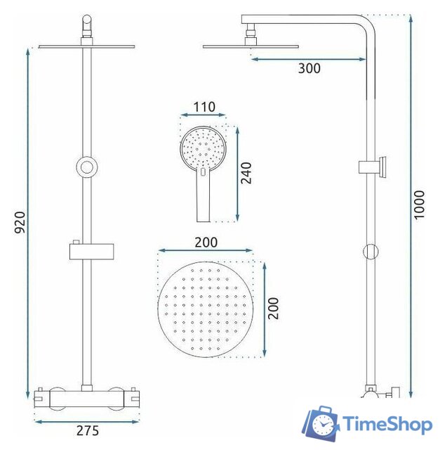 Душевая система  Rea Bliss Gold REA-P8806 - Изображение №11 — Интернет-магазин Time-Shop