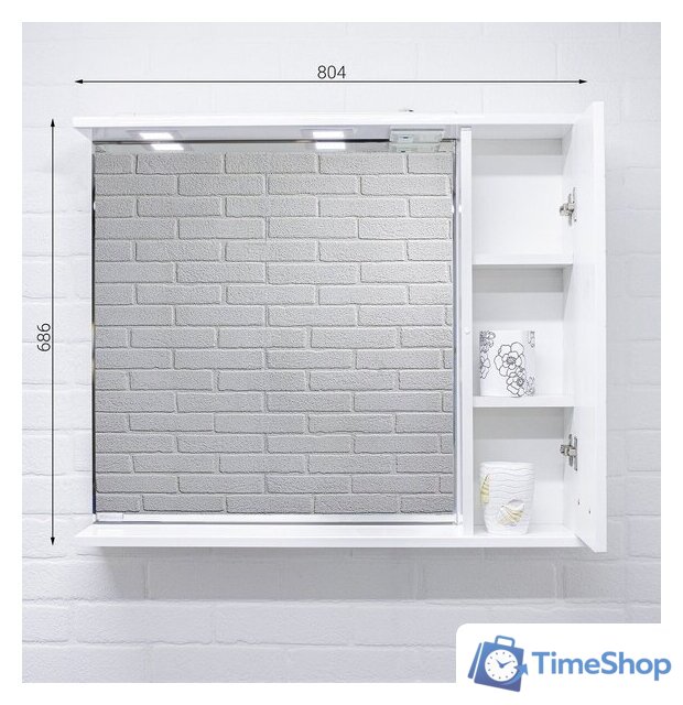  Домино Шкаф с зеркалом Cube 80 (правый) - Изображение №7 — Интернет-магазин Time-Shop