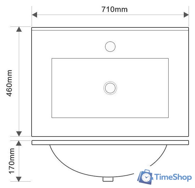  ЗОВ Тумба с умывальником Дион 70 D70LHO0M9003MKV5-OL70 (белый матовый/дуб) - Изображение №6 — Интернет-магазин Time-Shop