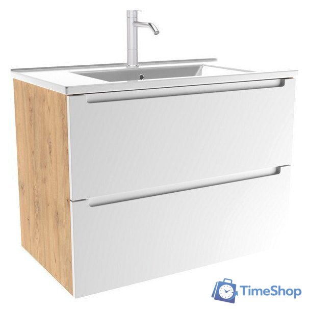  ЗОВ Тумба с умывальником Дион 70 D70LHO0M9003MKV5-OL70 (белый матовый/дуб) - Изображение №1 — Интернет-магазин Time-Shop