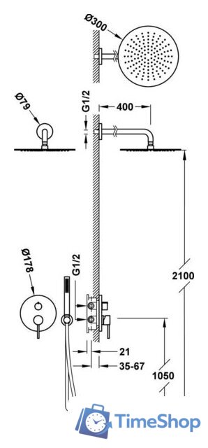 Душевая система  Tres Study 26228004NM - Изображение №2 — Интернет-магазин Time-Shop