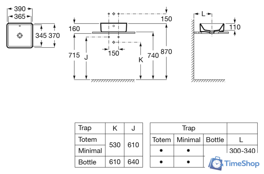 Умывальник Roca The Gap Square A3270ML000 - Изображение №2 — Интернет-магазин Time-Shop